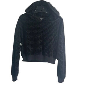 Guess Black Textured Hooded Cropped Sweater‎ Size Small